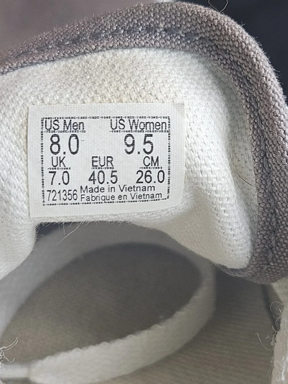 Vans Authentic Low Top Men's 8/ Wmn's 9.5 Taupe Bungee Cord